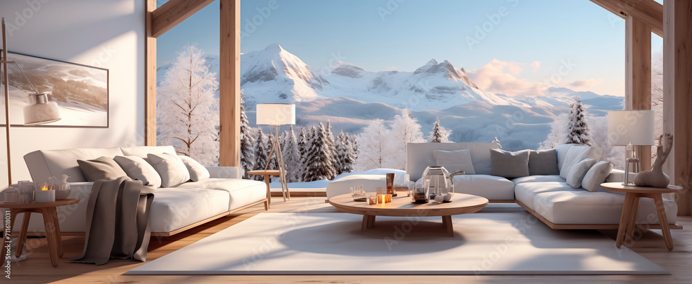 Picture of Spacious Scandinavian-style interior with large stained glass windows ...