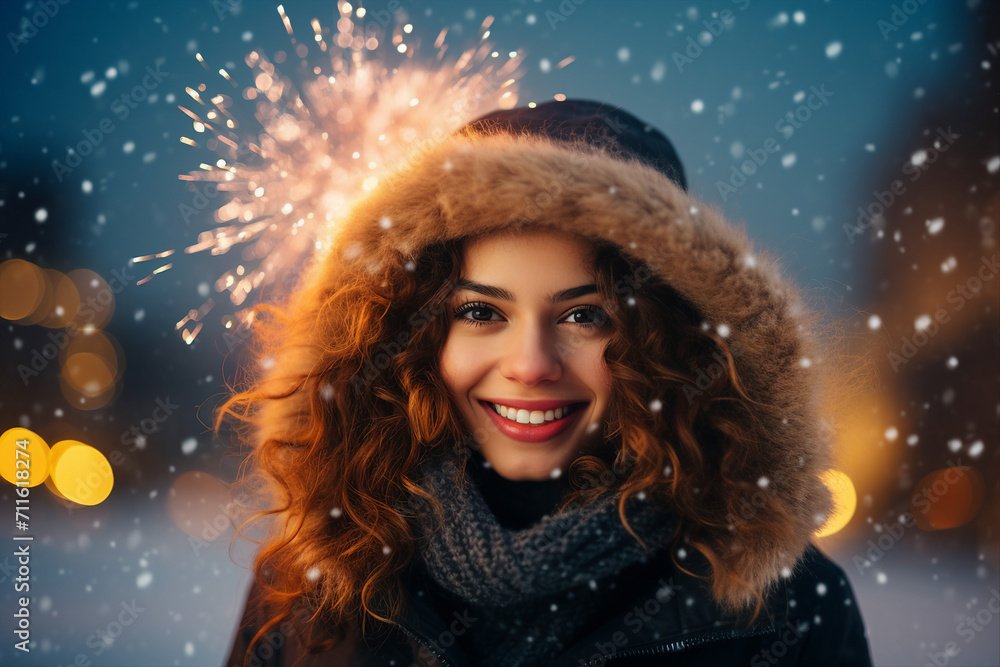 Fireworks show concept people watching admiring wonderful lights winter atmosphere Generative AI Fireworks show concept people watching admiring wonderful lights winter atmosphere Generative AI