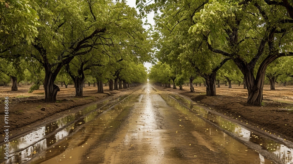 Almond Rain Symphony - AI Generative Almond Rain Symphony - AI Generative