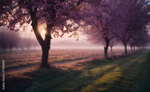 sunset in the Cherry Tree Orchard 