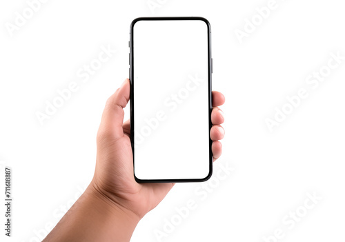 hand holding a smartphone isolated