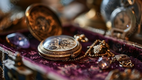 The Timeless Elegance a Gleaming Gold-Plated Pocket Watch With Intricate Design - AI Generative