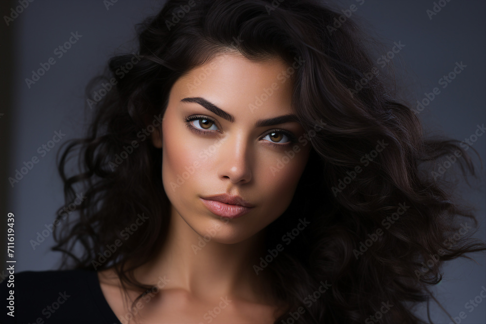 Generative AI illustration of young girl female guy man model posing in stylish trendy shiny outfit Generative AI illustration of young girl female guy man model posing in stylish trendy shiny outfit