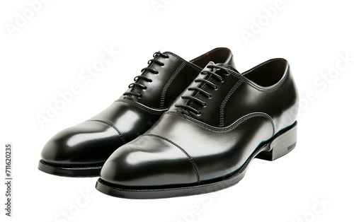 Clásicos Zapatos de Cuero Negro Oxford Sobre fondo transparente.