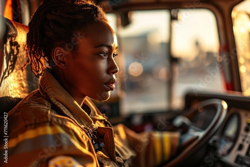 Side view of black female firefighter © chutikan