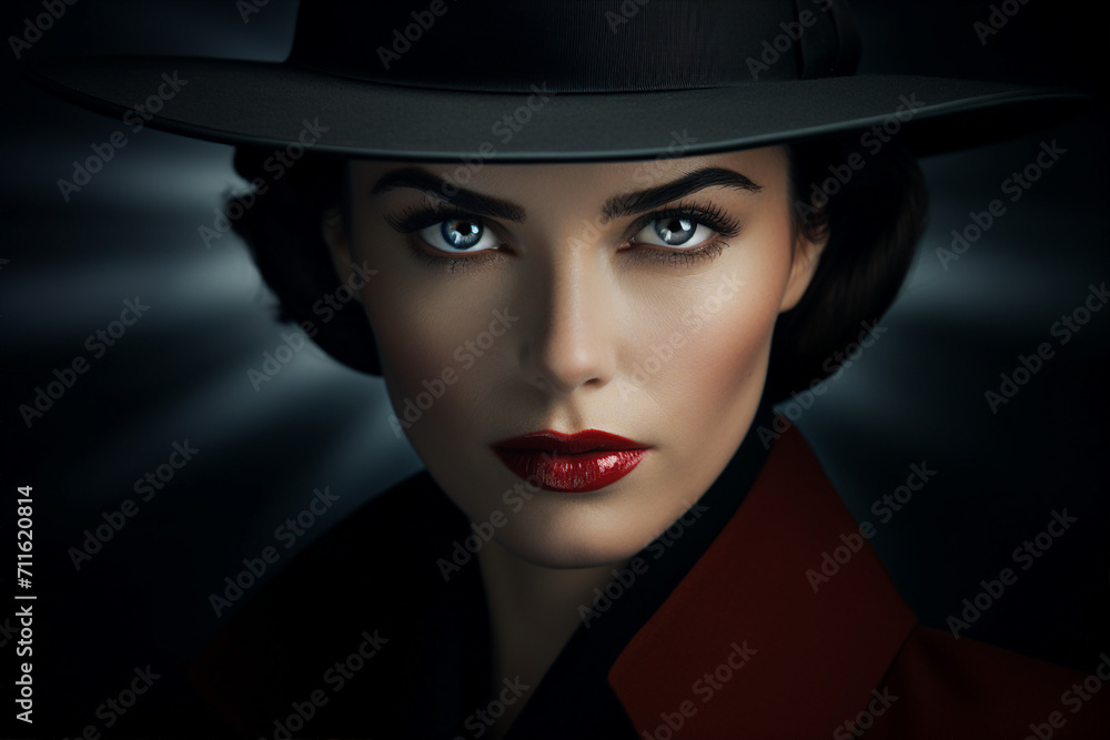 Old fashioned detective or mafia man woman in retro style hat Generative AI picture portrait Old fashioned detective or mafia man woman in retro style hat Generative AI picture portrait