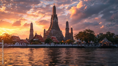 Wat Arun is a Buddhist temple in the Bangkok Yai District, Bangkok, Thailand. Wat Arun is one of the famous sunset landmark temples in Bangkok. Giant in front of Wat Arun Church