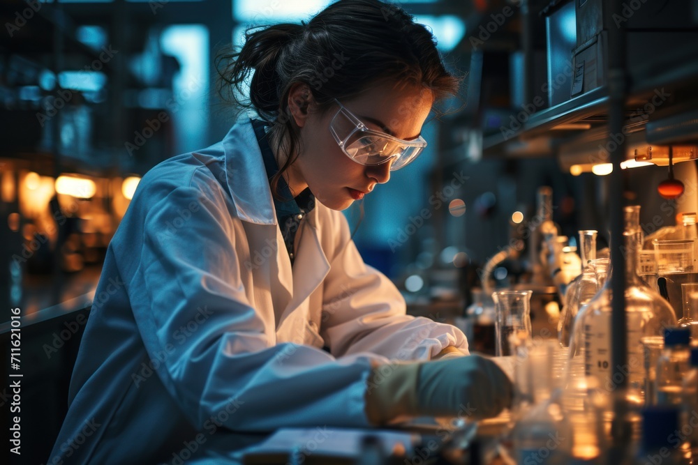 A young female scientist working in a lab A young female scientist working in a lab