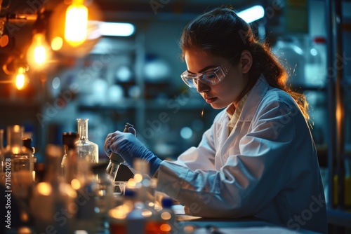 A young female scientist working in a lab