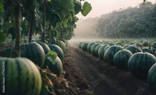 Sustainable Agriculture: Ripe Watermelons Ready for Harvest