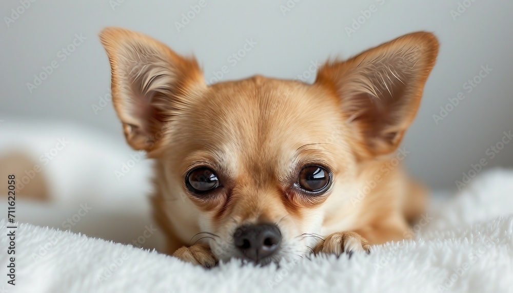 Capture the tiny yet elegant presence of a Chihuahua, showcasing the breed's grace and personality against a simple white setting