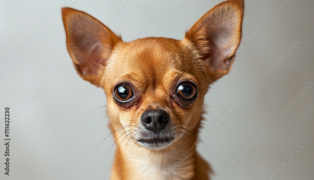Capture the tiny yet elegant presence of a Chihuahua, showcasing the breed's grace and personality against a simple white setting Capture the tiny yet elegant presence of a Chihuahua, showcasing the breed's grace and personality against a simple white setting