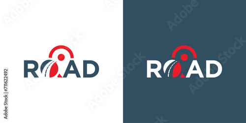 road map logo design template, location points and route map icon vector illustration. road logo in wordmark style	
