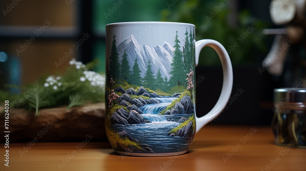 A beautiful sea life crafted on mug - Generative AI A beautiful sea life crafted on mug - Generative AI