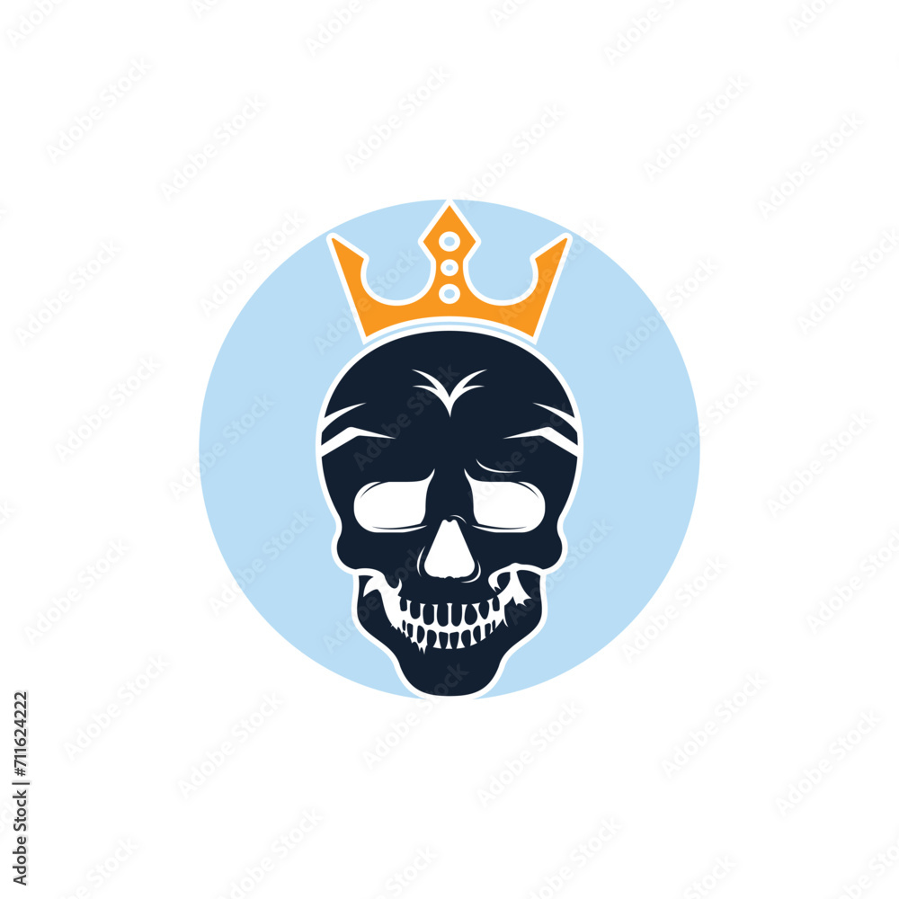 Skull king vector logo design template. Dark king logo design concept.
