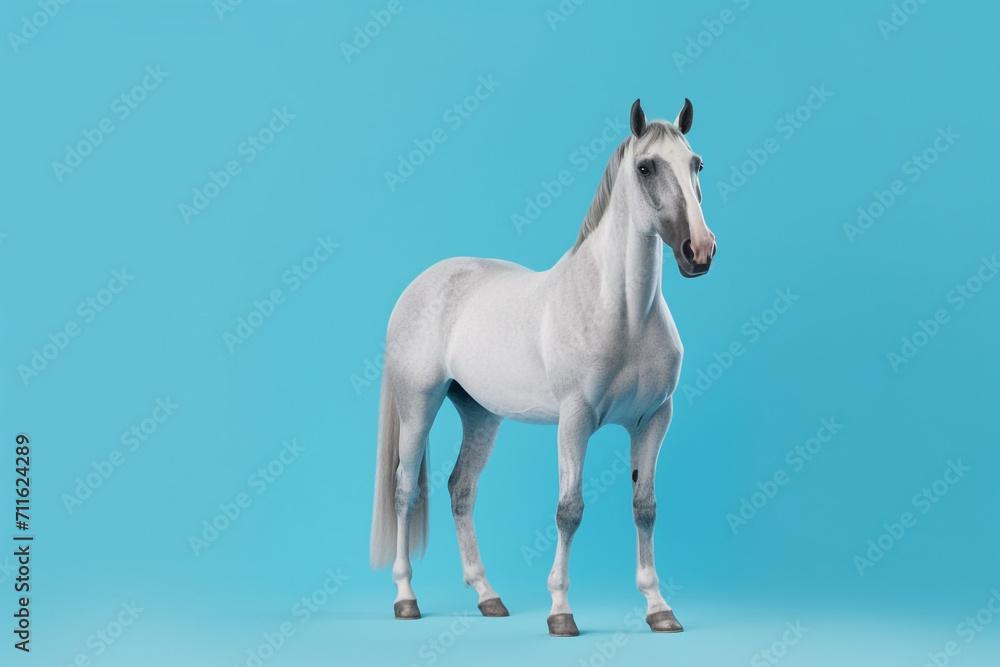 horse on blue background, copy space for text horse on blue background, copy space for text