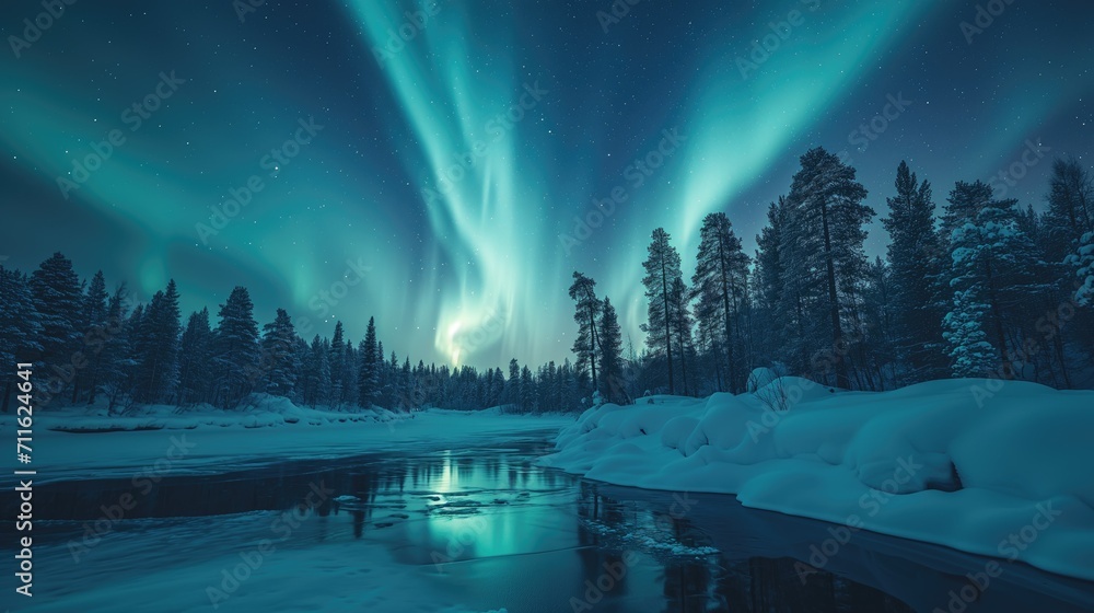 Serene Northern Lights dance at night