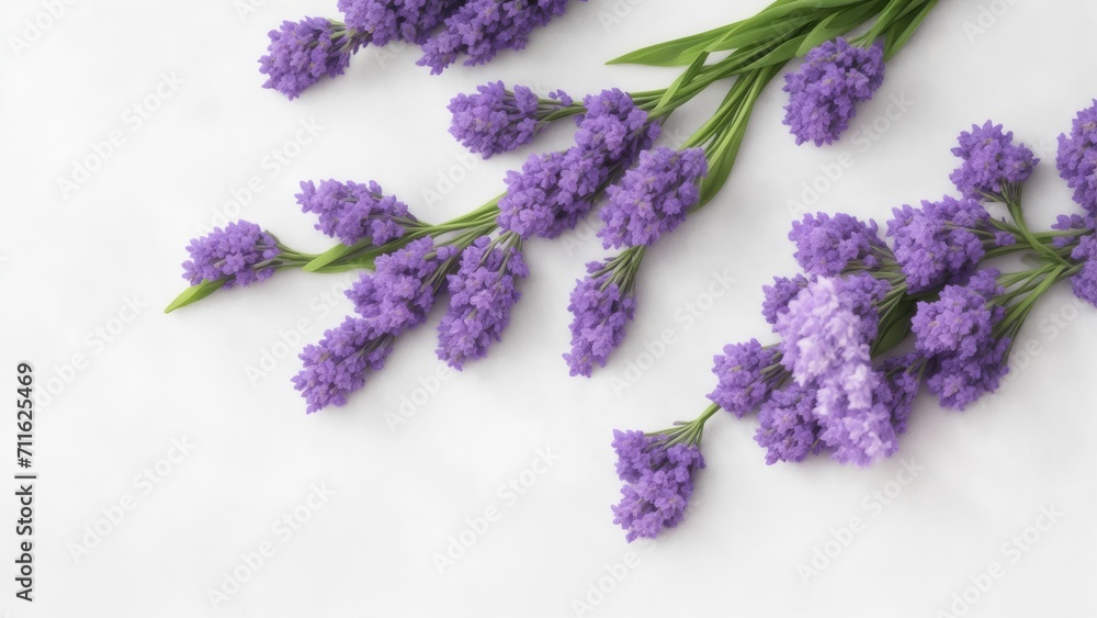 Beautiful Lavender flowers on white surface Beautiful Lavender flowers on white surface