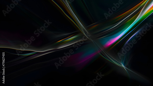 Minimalist distorted transparent glass chromatic aberration black abstract future technology background concept