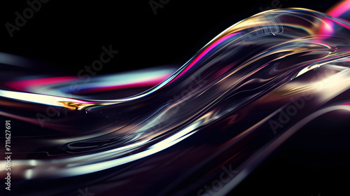 Minimalist distorted transparent glass chromatic aberration black abstract future technology background concept © BeautyStock