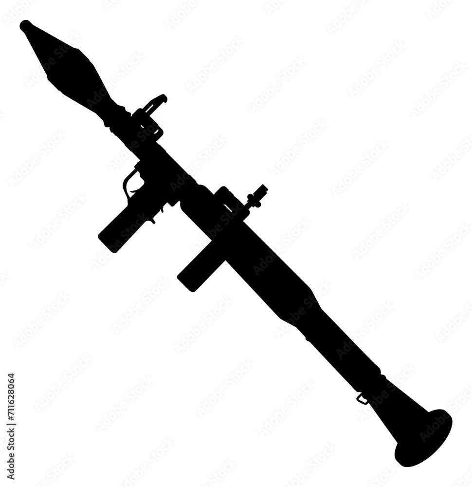 Silhouette of the Bazooka or Rocket Launcher Weapon, also known as Rocket Propelled Grenade or RPG, Flat Style, can use for Art Illustration, Pictogram, Website, Infographic or Graphic Design Element Silhouette of the Bazooka or Rocket Launcher Weapon, also known as Rocket Propelled Grenade or RPG, Flat Style, can use for Art Illustration, Pictogram, Website, Infographic or Graphic Design Element
