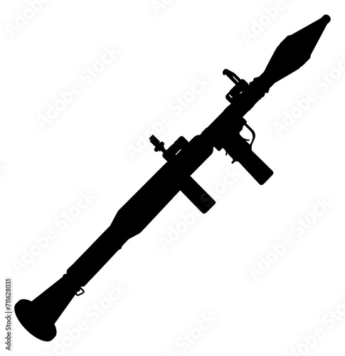 Silhouette of the Bazooka or Rocket Launcher Weapon, also known as Rocket Propelled Grenade or RPG, Flat Style, can use for Art Illustration, Pictogram, Website, Infographic or Graphic Design Element