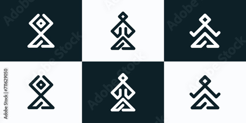 Collection of vector logo designs of yoga icons and logos. graphic design in outline style for spa and yoga.