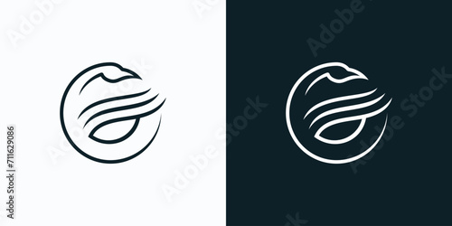 Elegant and luxurious swan silhouette vector logo design in circle base shape.