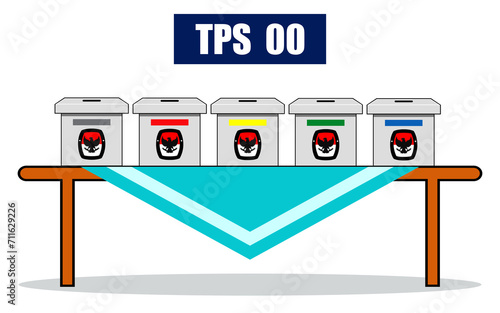 Indonesia Election Day concept.  (translation text kpu, pilpres, serentak PEMILU = election). 3D Render photo