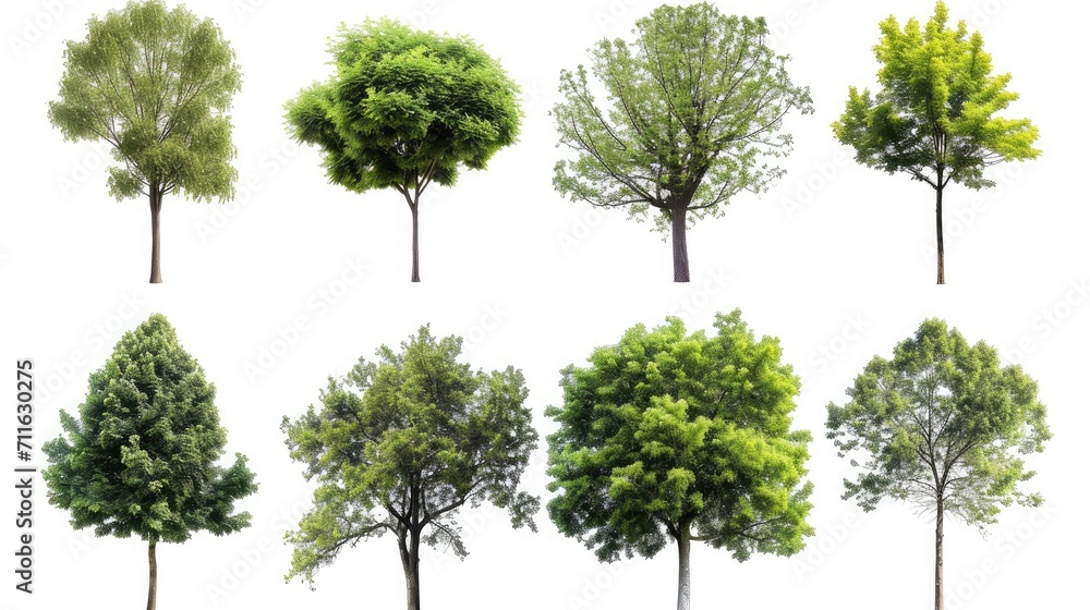 Collection of trees isolated on white background - obrazy, fototapety, plakaty 