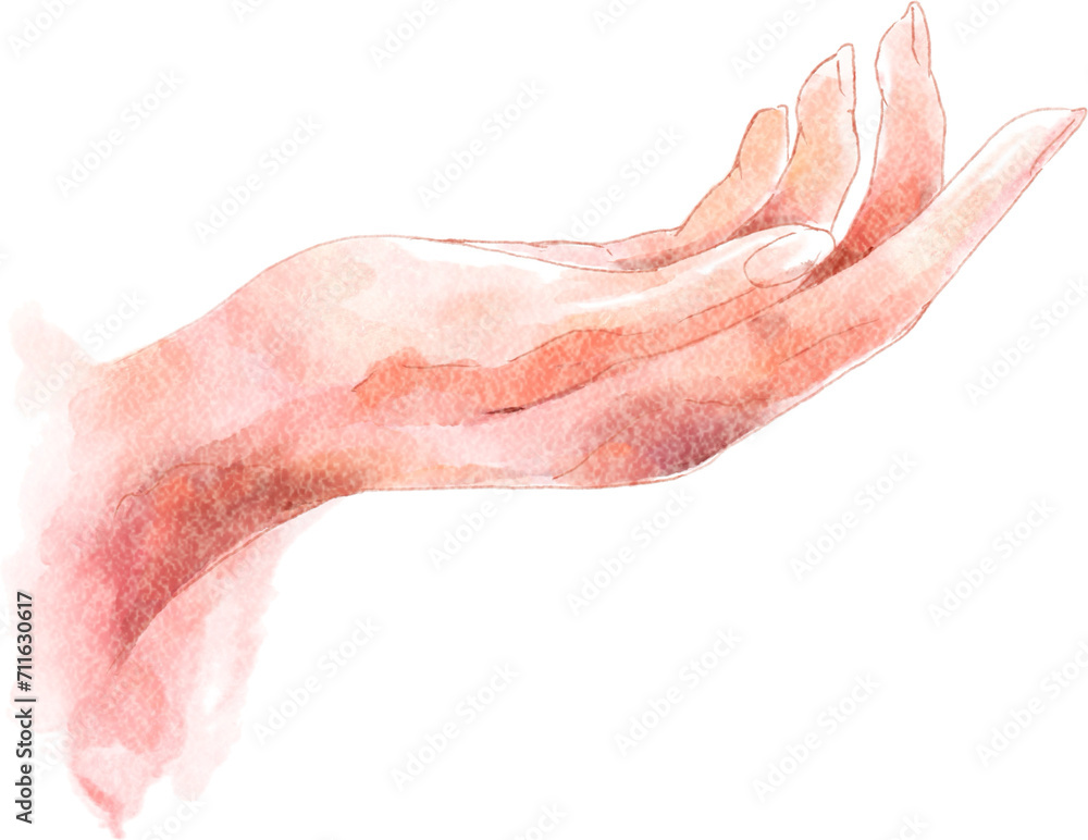 Fototapeta premium Gently human hand . Watercolor painting design . PNG .