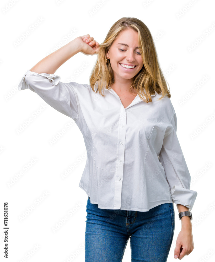 Beautiful young business woman over isolated background Dancing happy and cheerful, smiling moving casual and confident listening to music Beautiful young business woman over isolated background Dancing happy and cheerful, smiling moving casual and confident listening to music