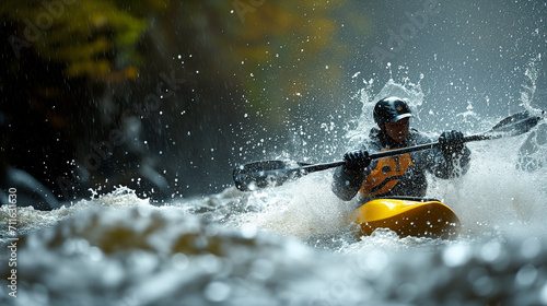 Adventurous Kayaking on a Rugged River © Benixs
