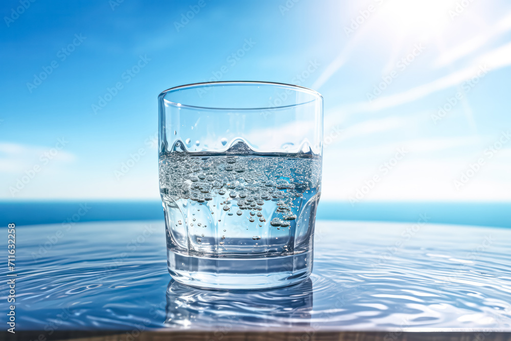 Invigorating energy, A glass of pure water, framed by natures beauty, capturing the essence of vitality and the refreshing power of hydration. Invigorating energy, A glass of pure water, framed by natures beauty, capturing the essence of vitality and the refreshing power of hydration.