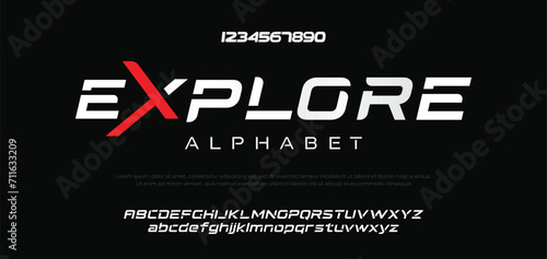 Explore Modern abstract digital alphabet font. Minimal technology typography, Creative urban sport fashion futuristic font and with numbers. vector illustration