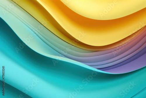 A green  yellow  and purple paper wallpaper  in the style of light turquoise and light peach