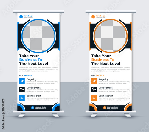 Creative business roll up banner design template, Vector Illustrator