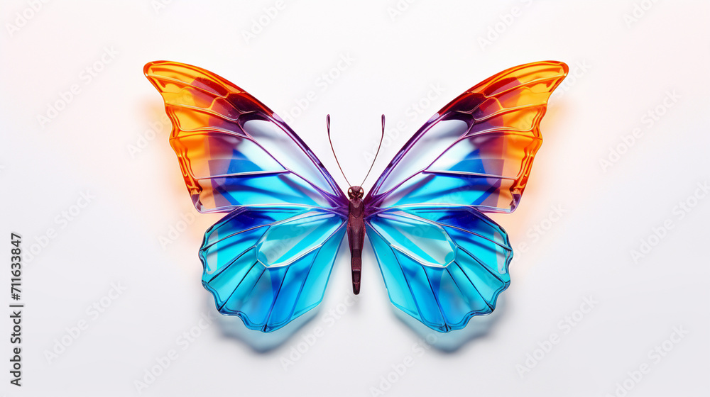 Fototapeta premium A butterfly made of colored glass on a white background