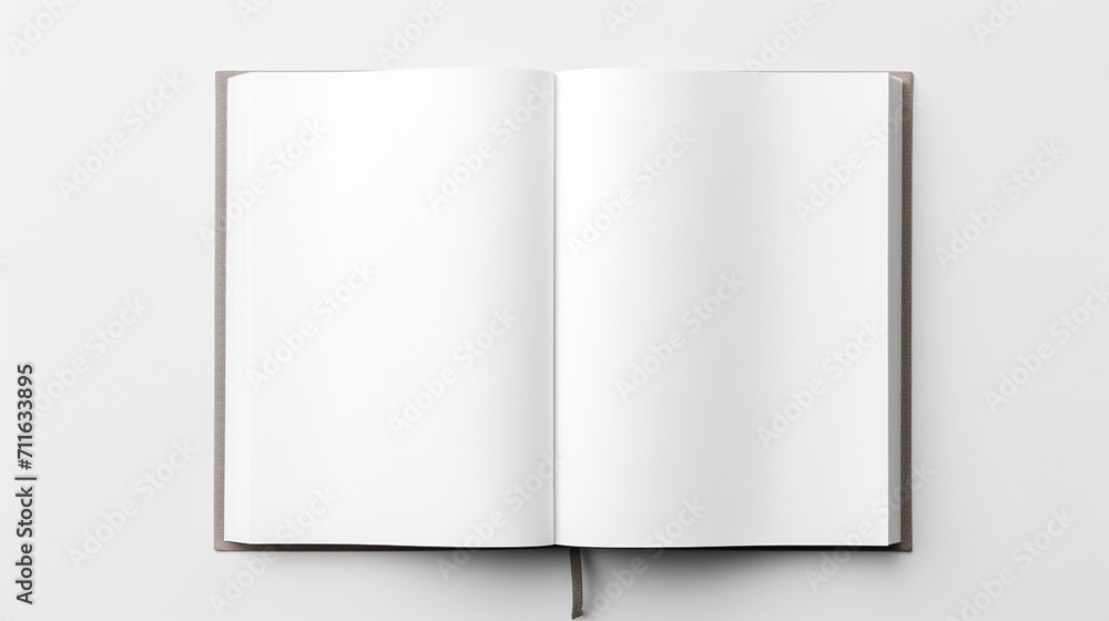 A notebook with white pages top view A notebook with white pages top view