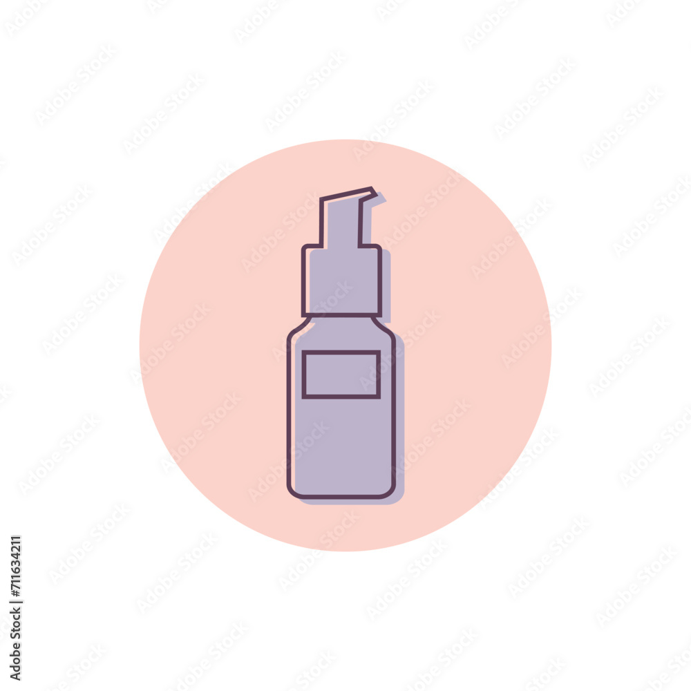 Cosmetic bottle icon outline. Abstract bottle with a pump with a face serum or cream for beauty and skin care. Vector illustration Cosmetic bottle icon outline. Abstract bottle with a pump with a face serum or cream for beauty and skin care. Vector illustration