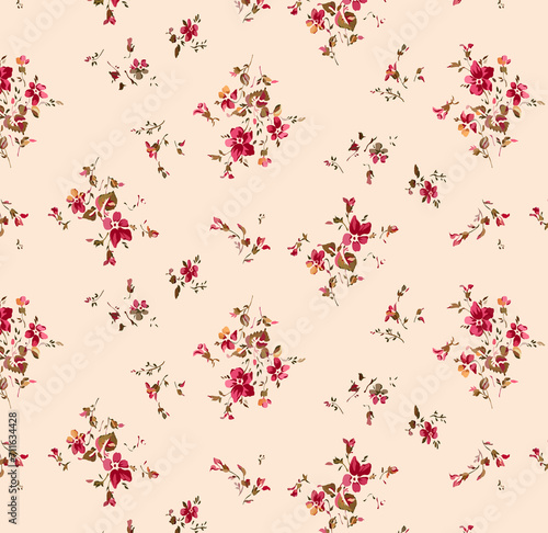 Seamless watercolor floral pattern - pink blush flowers elements  green leaves branches on dark black background  for wrappers  wallpapers  postcards  greeting cards  wedding invites  romantic events.