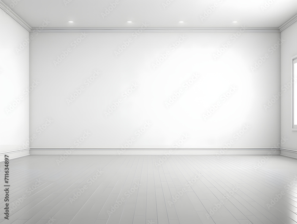 Empty room with white wall and empty space Empty room with white wall and empty space