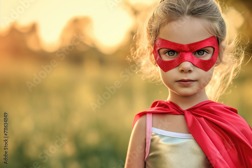Young Girl Dressed Up As Superhero  Ready To Save The Day
