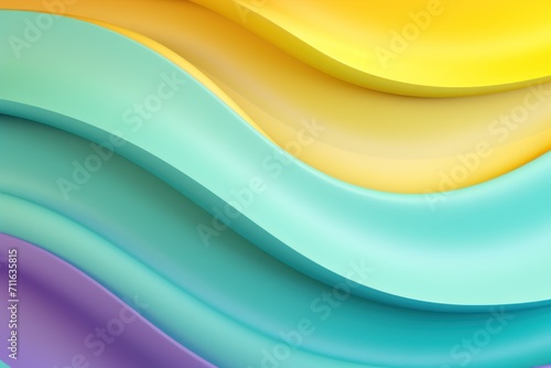 A green, yellow, and purple paper wallpaper, in the style of light turquoise and light mint, colorful