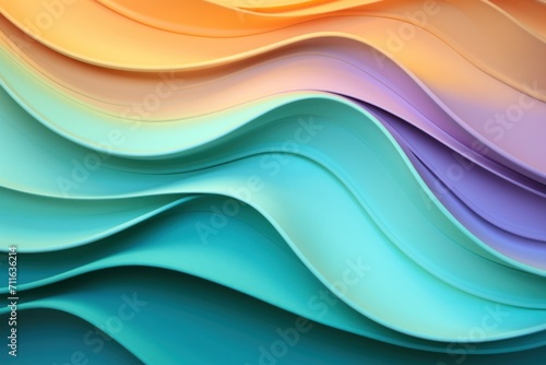 A green  yellow  and purple paper wallpaper  in the style of light turquoise and light peach  colorful 