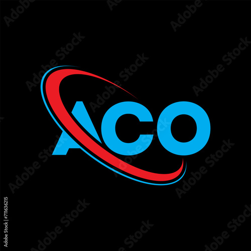 ACO logo. ACO letter. ACO letter logo design. Intitials ACO logo linked with circle and uppercase monogram logo. ACO typography for technology, business and real estate brand. photo