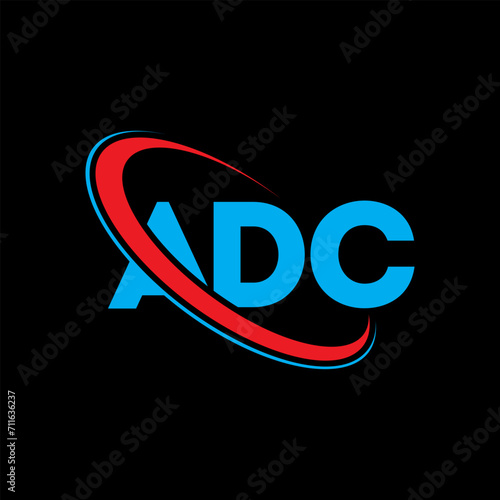 ADC logo. ADC letter. ADC letter logo design. Initials ADC logo linked with circle and uppercase monogram logo. ADC typography for technology, business and real estate brand. photo