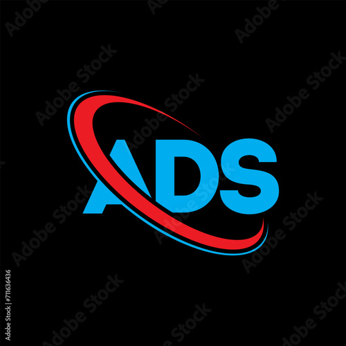 ADS logo. ADS letter. ADS letter logo design. Initials ADS logo linked with circle and uppercase monogram logo. ADS typography for technology, business and real estate brand.
