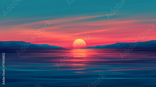 Sunset Over Water Painting © Nelson