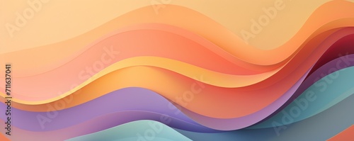 A orange, purple, and green paper wallpaper, in the style of light orange and light brown, colorful curves